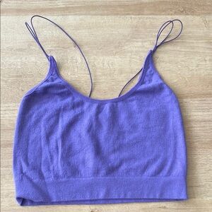 Purple Ribbed Crop Top